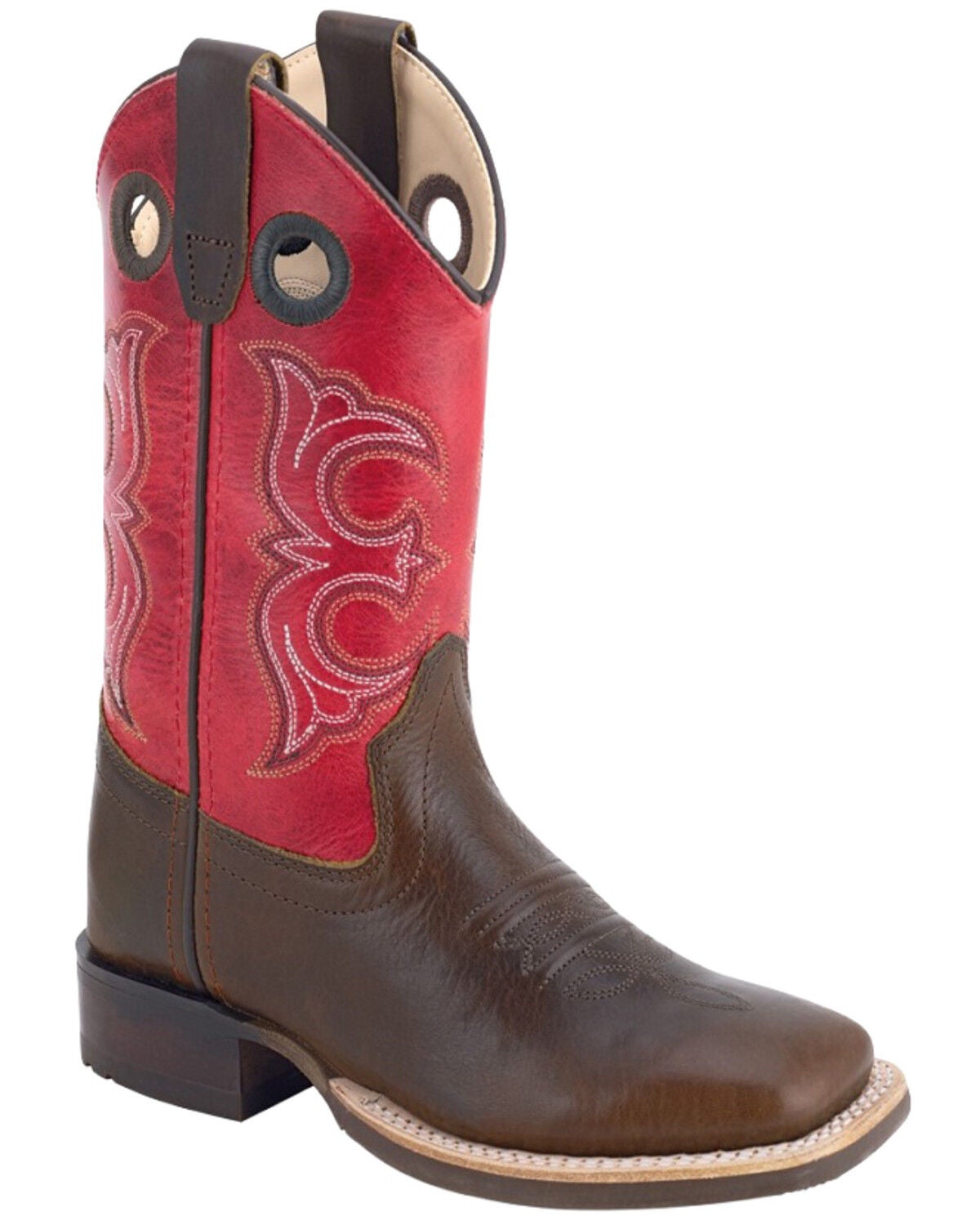 Image #1 - Old West Little Boys' Western Boots - Broad Square Toe, Red, hi-res
