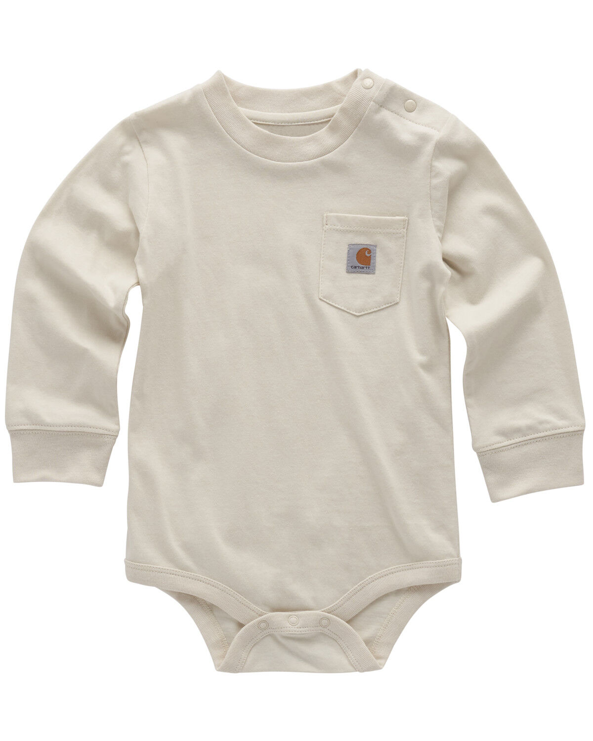 Image #1 - Carhartt Infant Boys' Logo Long Sleeve Snap Onesie, Off White, hi-res
