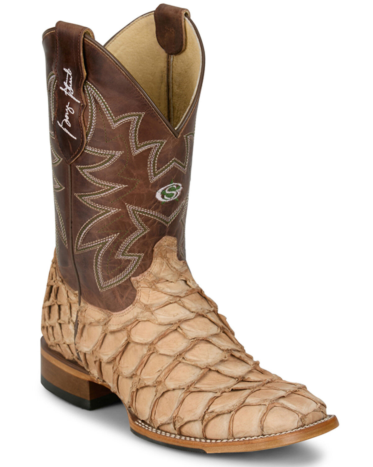 Image #1 - Justin Men's Ocean View Exotic Caiman Western Boots - Broad Square Toe, Brown, hi-res
