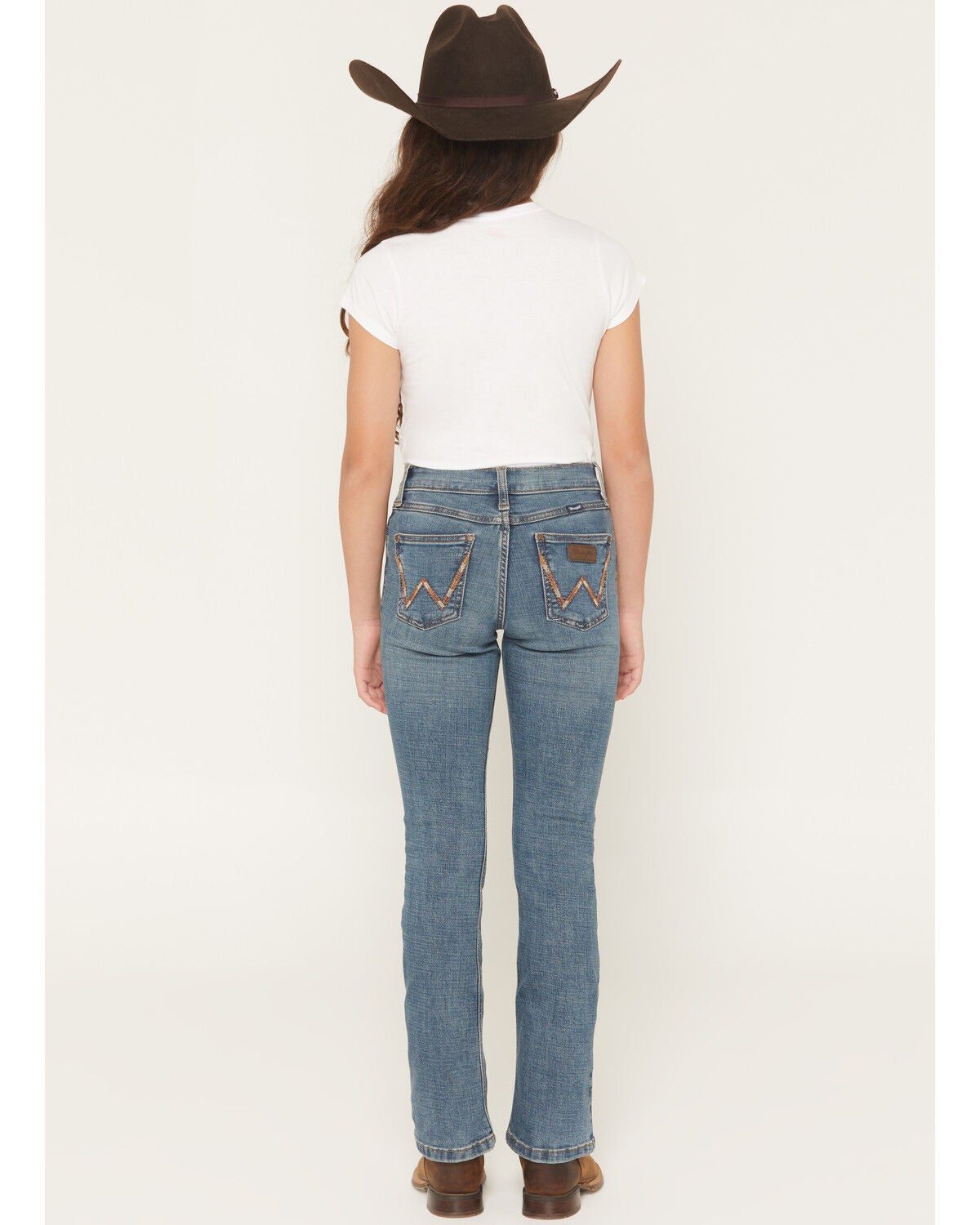 Image #3 - Wrangler Girls' Wendy Medium Wash Bootcut Stretch Denim Jeans, Blue, hi-res
