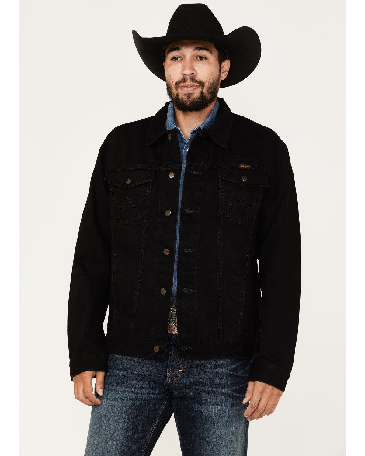 Image #1 - Wrangler Men's Shadow Black Unlined Button-Down Denim Jacket, Black, hi-res