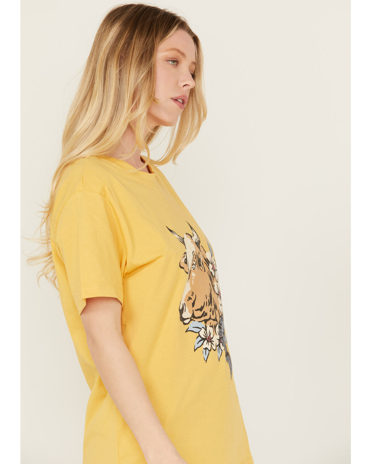 Image #2 - Ariat Women's Cow Short Sleeve Graphic Tee, Yellow, hi-res