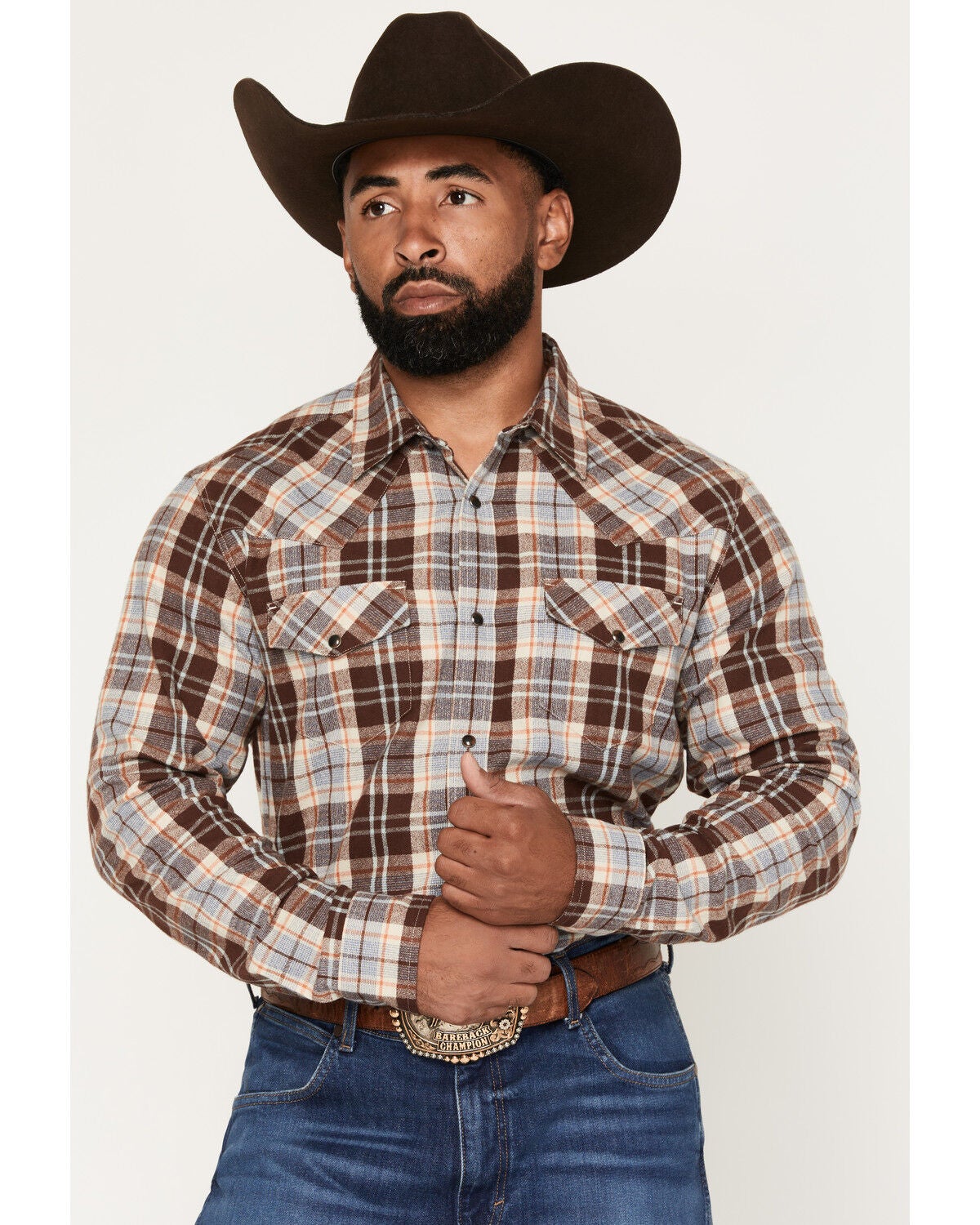 Gibson Trading Co Men's Mad Thad Plaid Print Long Sleeve Snap