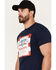 Brew City Beer Gear Men's Budweiser Patriotic Logo Short Sleeve T-Shirt, Navy, hi-res