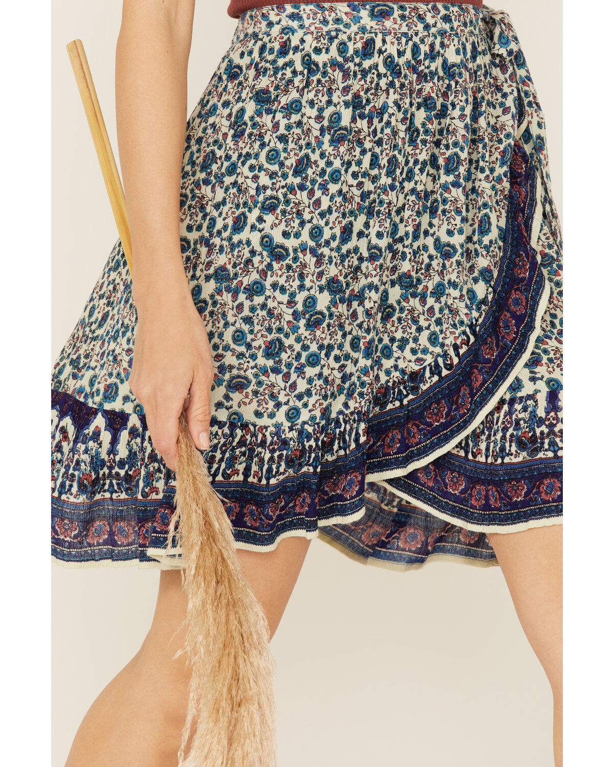 Image #2 - Bila Women's Border Print Wrap Mini Skirt, Blue, hi-res