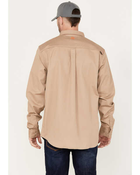 Hawx Men's FR Solid Long Sleeve Button Down Woven Work Shirt - Big & Tall, Beige/khaki, hi-res