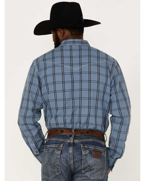 Blue Ranchwear Men's Plaid Snap Western Flannel Workshirt , Blue, hi-res