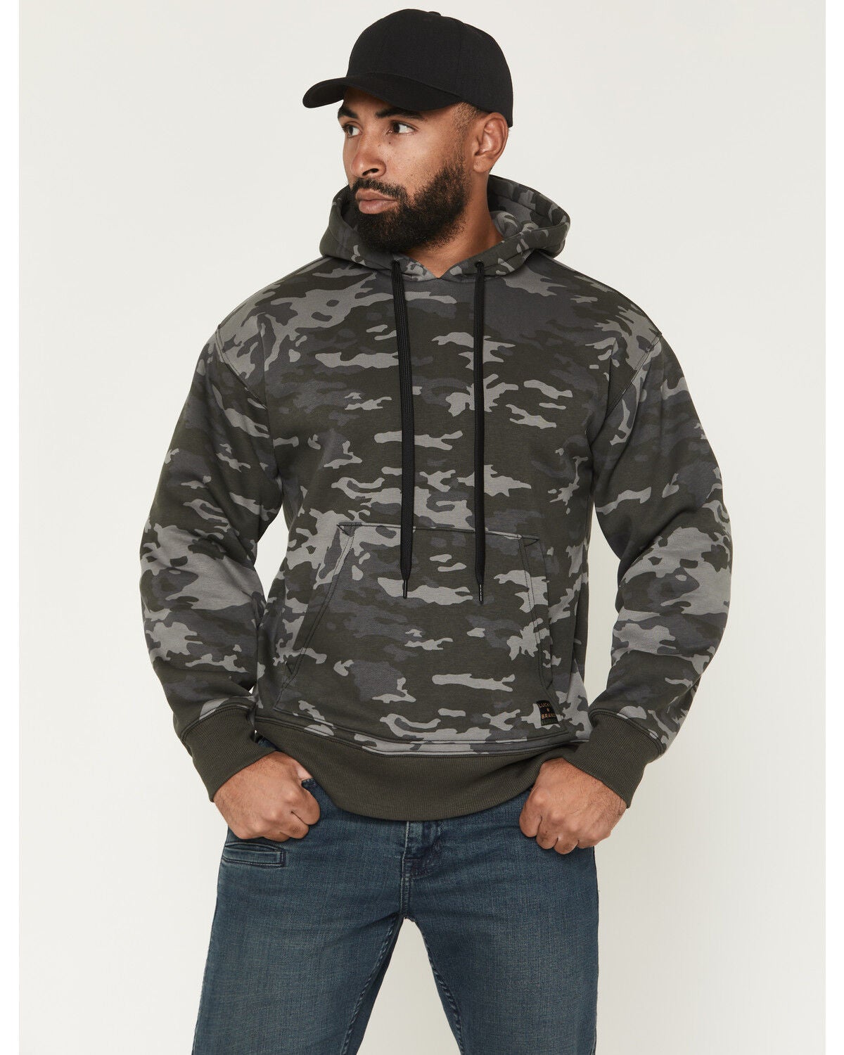 Lucky Brand Workwear Men's Camo Print Hooded Sweatshirt, Black, hi-res