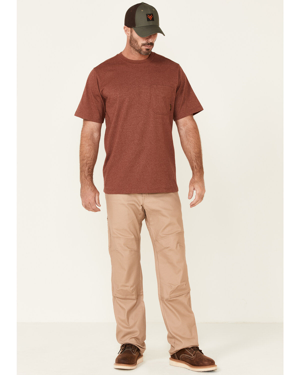 Image #2 - Hawx Men's Solid Red Forge Short Sleeve Work Pocket T-Shirt, Red, hi-res