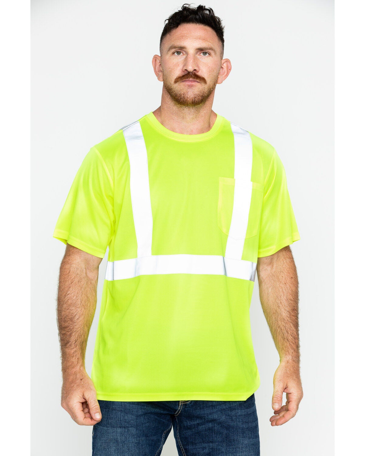 Hawx Men's Short Sleeve Reflective Work Tee - Big & Tall, Yellow, hi-res