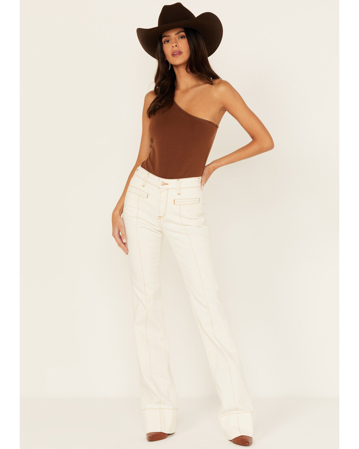 Image #1 - Ariat Women's Larissa High Rise Slim Trouser Stretch Denim Jeans, White, hi-res