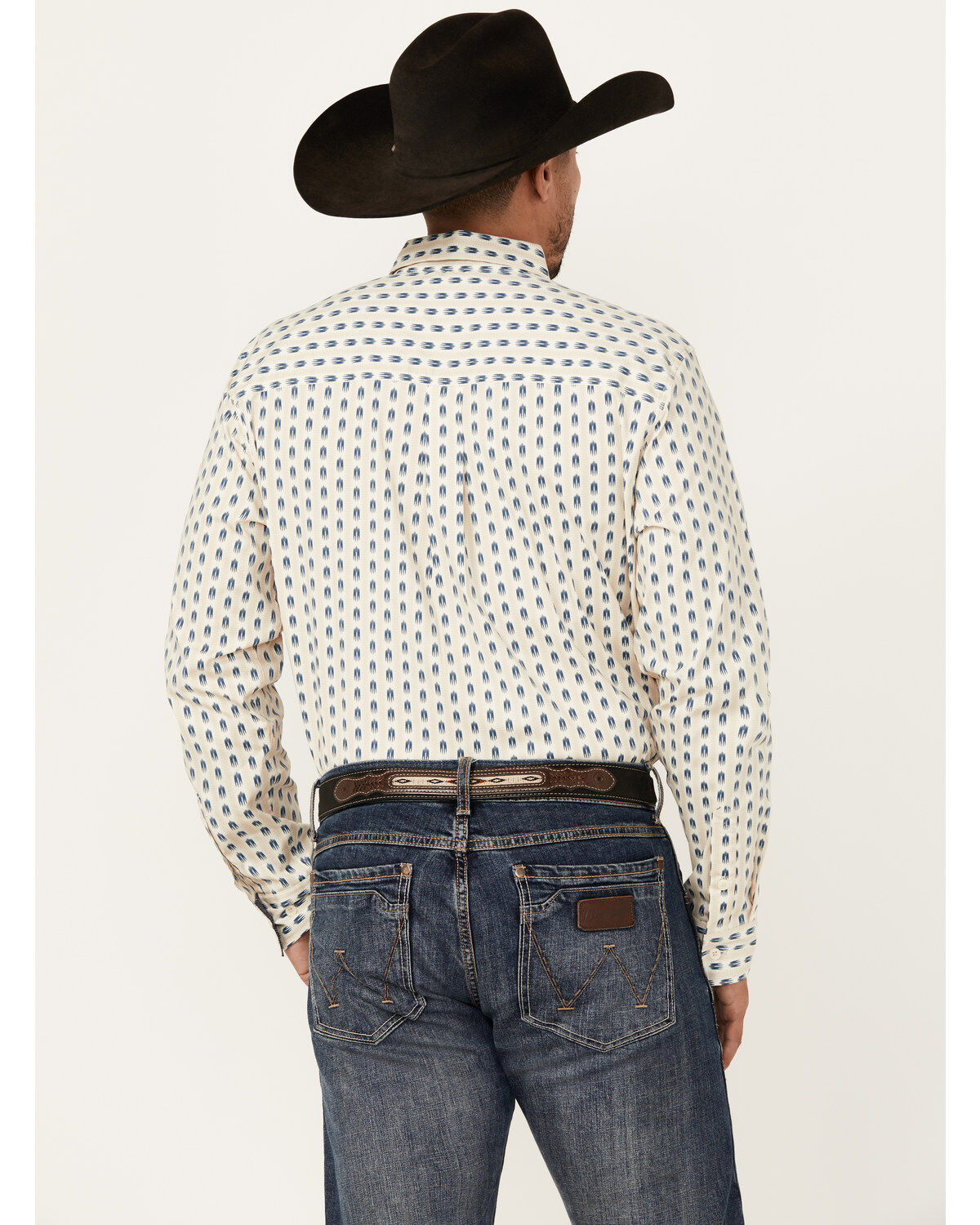 Image #4 - Cody James Men's Gunsmoke Striped Print Long Sleeve Button-Down Stretch Western Shirt, Ivory, hi-res