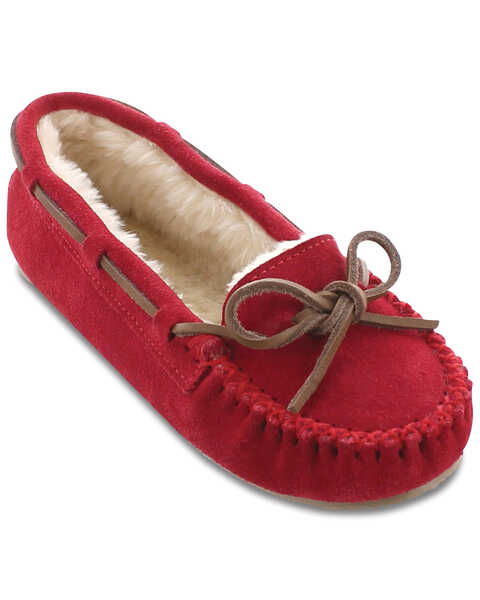 Minnetonka Cally Lined Slipper Moccasins, Red, hi-res