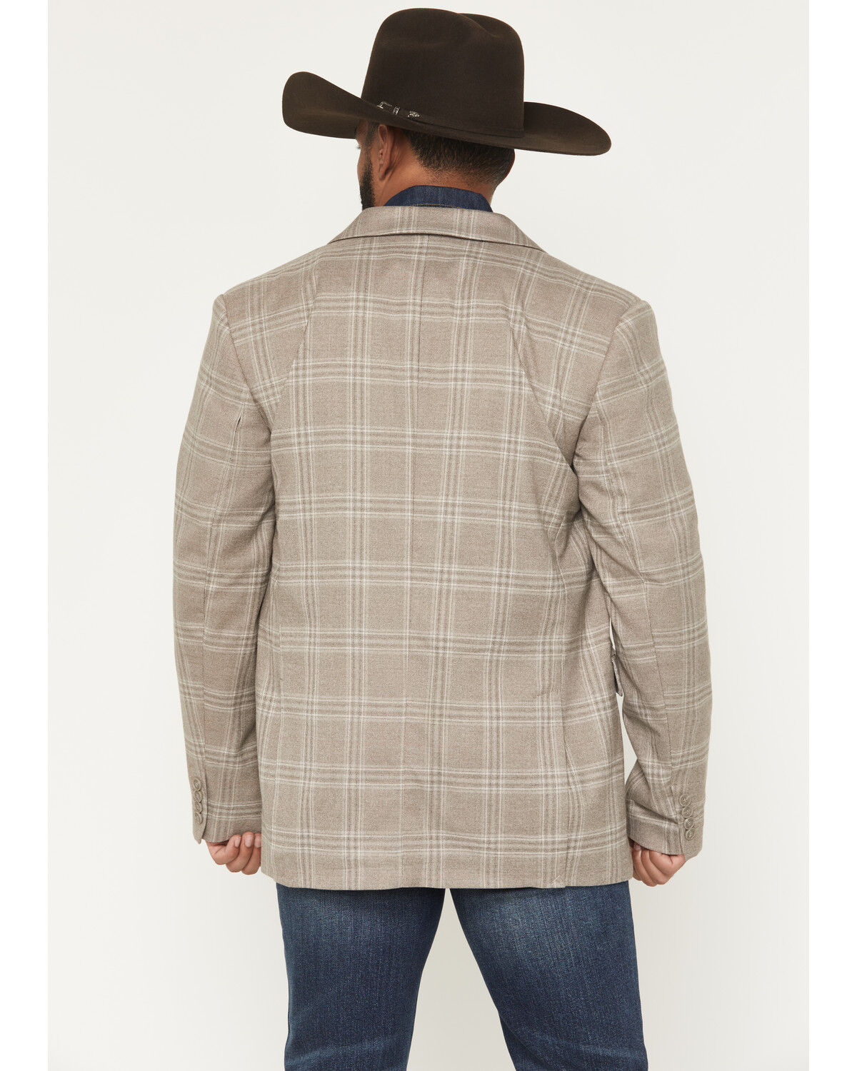 Image #4 - Rock & Roll Denim Men's Plaid Print Modern Fit Button-Down Sportcoat, Taupe, hi-res