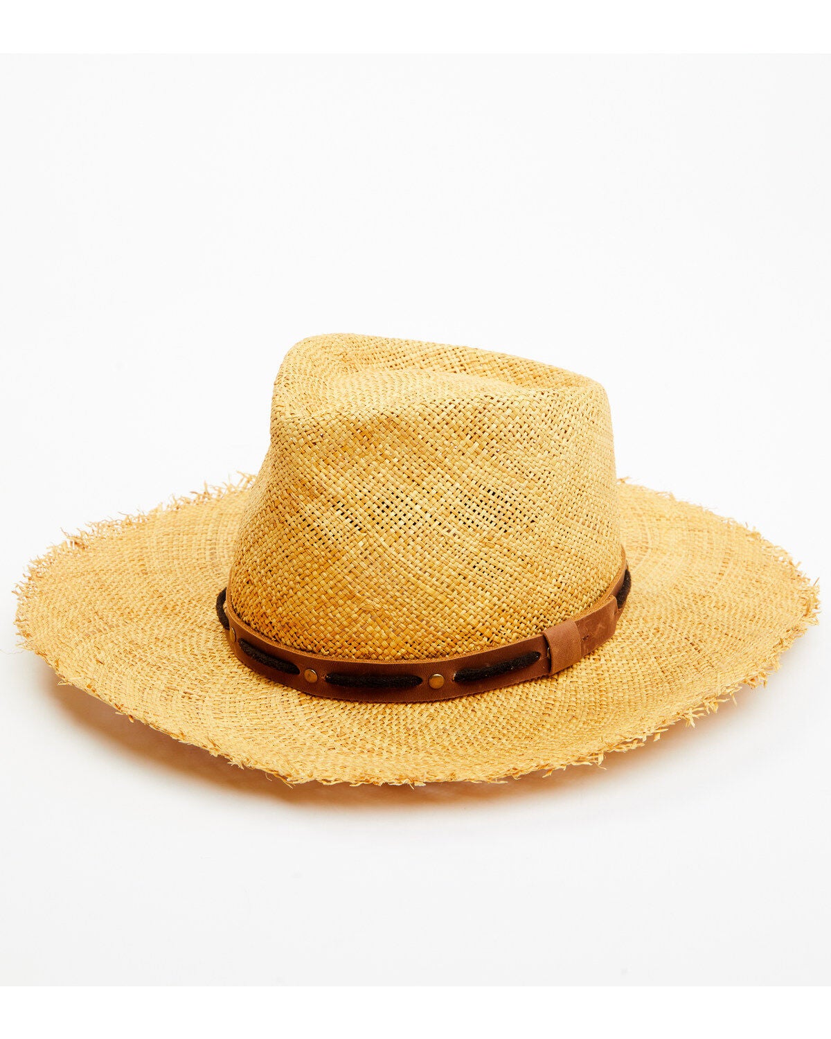 Shyanne Women's Grommet Sisal Fedora, Tan, hi-res