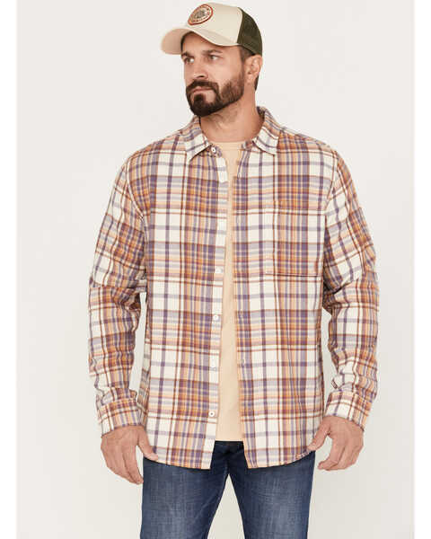Brothers and Sons Men's Casual Plaid Print Long Sleeve Woven Shirt, Natural, hi-res