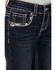 Shyanne Girls' Southwestern Floral Border Pocket Stretch Bootcut Jeans, Blue, hi-res