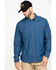 Image #1 - Hawx Men's Stonewashed Denim Snap Western Long Sleeve Work Shirt - Tall , Blue, hi-res