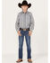 Panhandle Boys' Zig Zag Stripe Print Long Sleeve Western Snap Shirt, Silver, hi-res