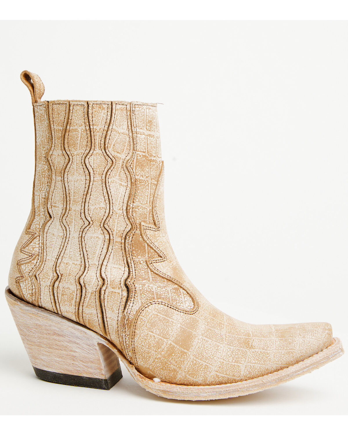 Image #2 - Ariat Women's Jade Crocodile Print Western Booties - Snip Toe, Tan, hi-res