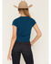Image #4 - Shyanne Women's Ropin Cowboy Horse Ribbed Baby Tee, Navy, hi-res