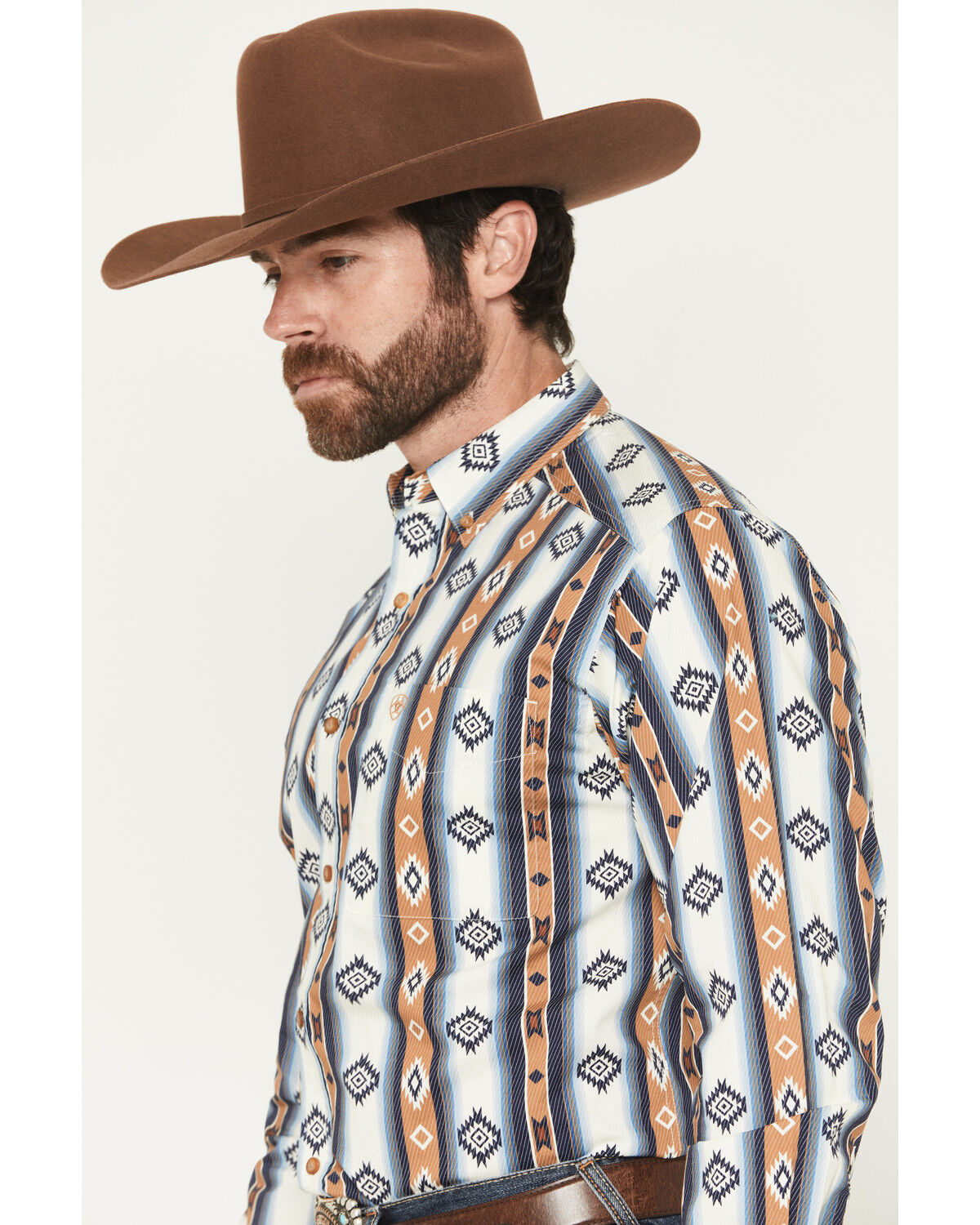 Image #2 - Ariat Men's Shilo Southwestern Print Long Sleeve Button-Down Western Shirt, Blue, hi-res