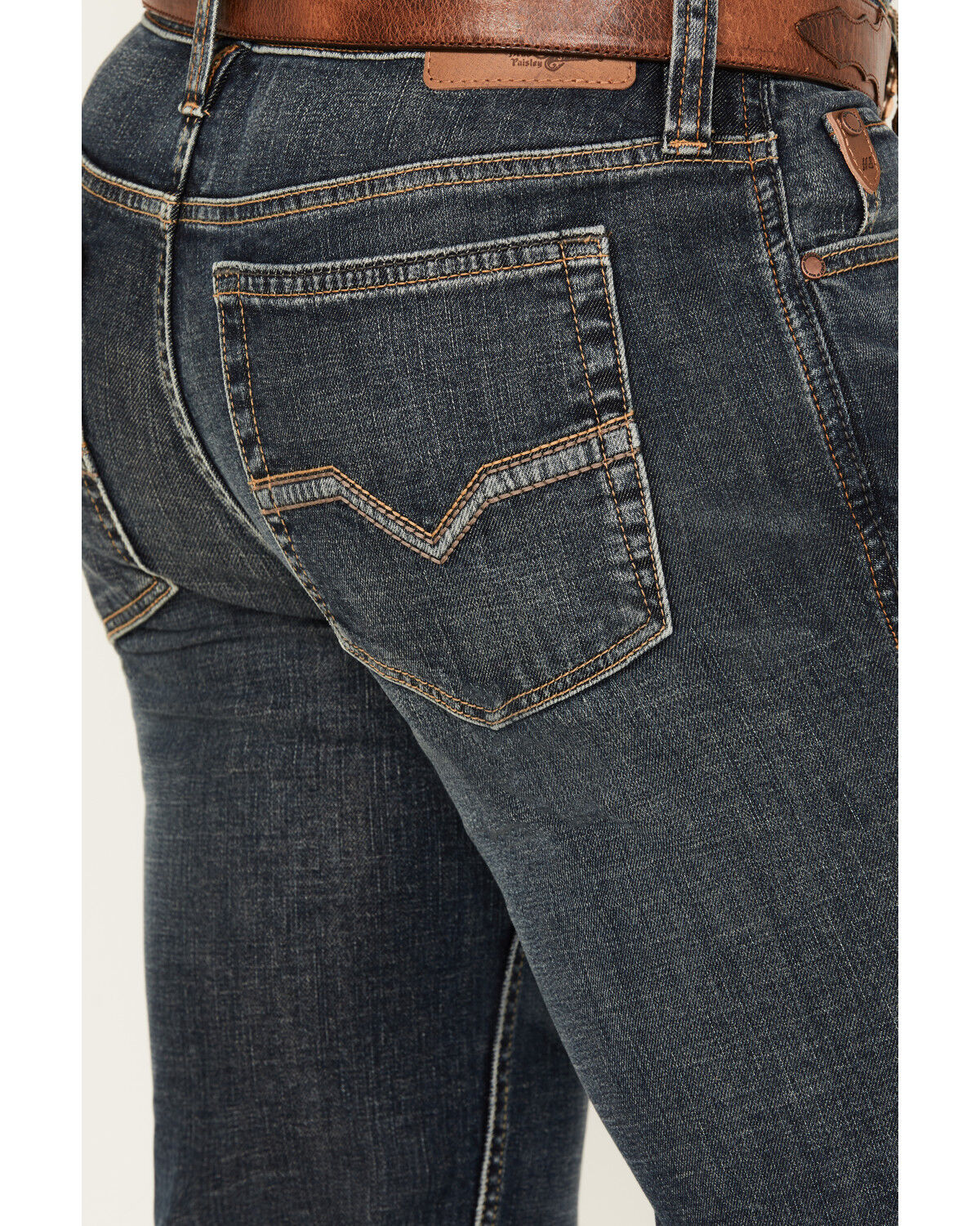 Image #4 - Moonshine Spirit Men's Pantera Wash Decker Slim Straight Stretch Denim Jeans, Dark Wash, hi-res