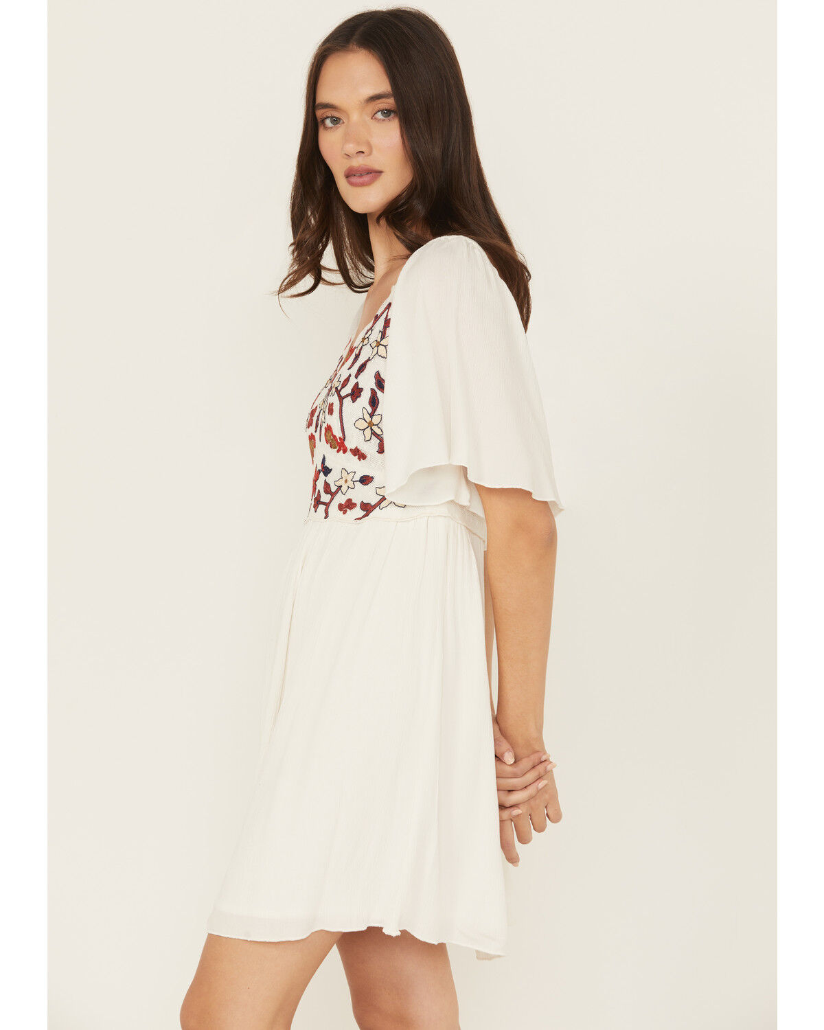 MEER. ★ SHIRRING FRENCH SLEEVE DRESS Ruffled Sleeve Mermaid Bridesmaid Dress With Front Slit In