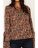 Idyllwind Women's Rouge Paisley Print Lace-Up Top, Dark Blue, hi-res