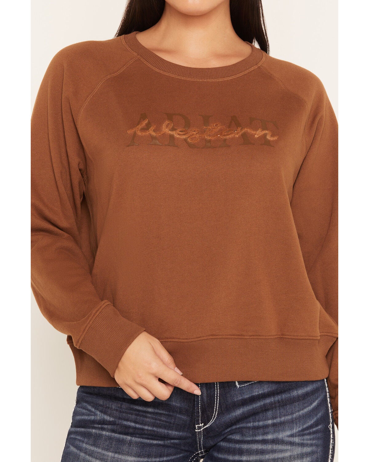 Image #3 - Ariat Women's Essential Crew Sweatshirt, Brown, hi-res