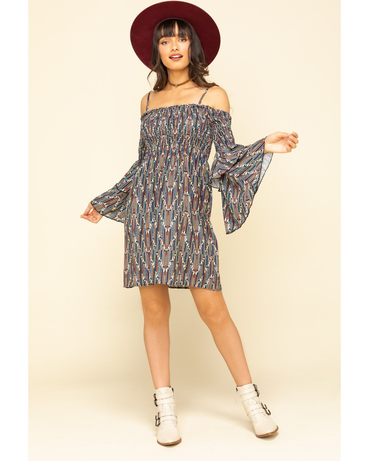 cold shoulder bell sleeve dress