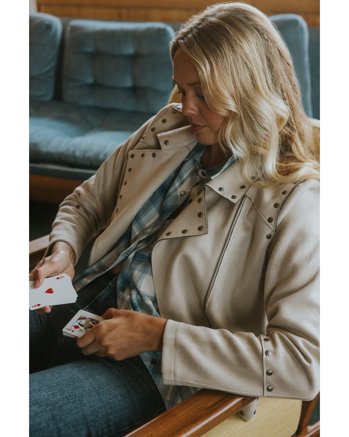 Idyllwind Women's Yorkshire Studded And Embroidered Moto Jacket, Nude, hi-res