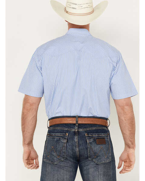 Image #3 - Resistol Men's Weston Striped Print Short Sleeve Button Down Western Shirt, Light Blue, hi-res