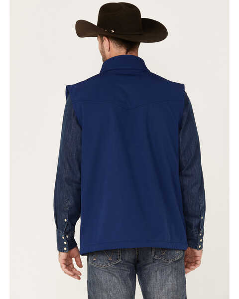 RANK 45 Men's Ralington Embroidered Softshell Vest, Dark Blue, hi-res