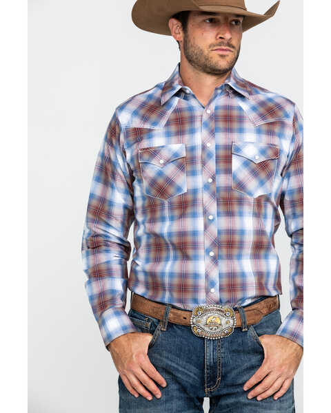 Image #4 - Wrangler Retro Men's Ombre Large Plaid Long Sleeve Western Shirt , , hi-res