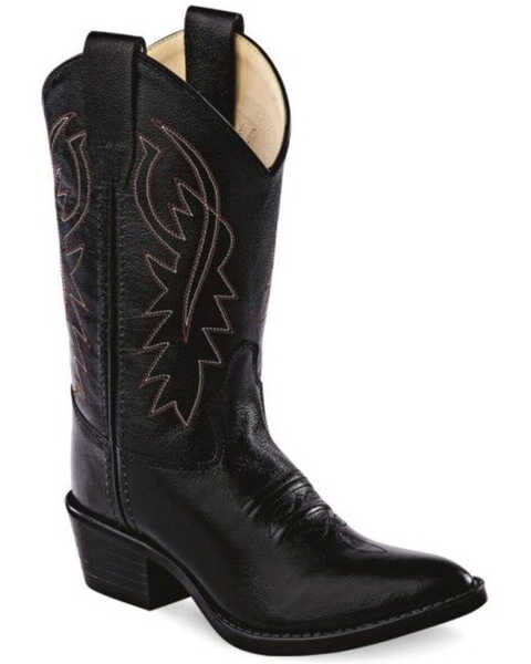 Old West Girls' Western Boots - Medium Toe, Black, hi-res