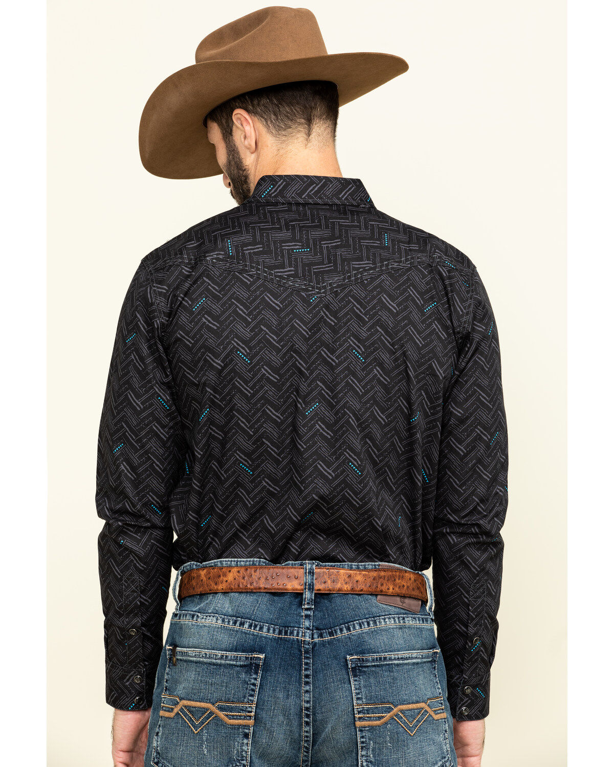 Image #2 - Cody James Men's Mesa Ridge Herringbone Print Long Sleeve Pearl Snap Western Shirt , , hi-res