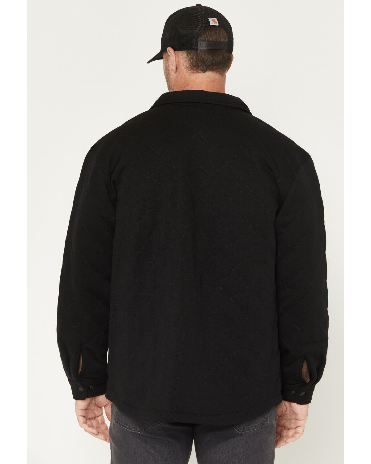 Image #4 - Carhartt Men's Rain Defender® Loose Fit Heavyweight Quilted Snap Front Shirt Jacket, Black, hi-res