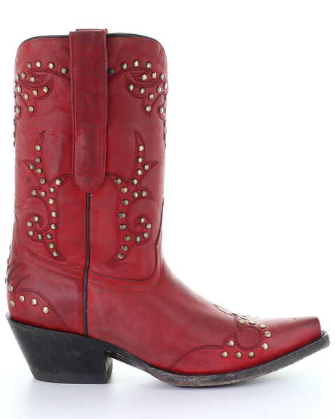 Corral Women's Studded Red Embroidery Western Boots - Snip Toe | Boot