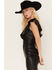 Flying Tomato Women's Faux Leather Ruffle Sleeve Dress, Black, hi-res