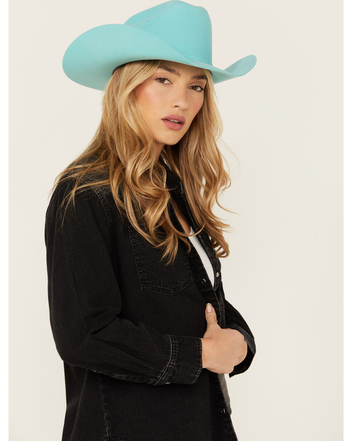 Image #2 - Levi's Women's Teodora Western Denim Studded Shirt, Black, hi-res