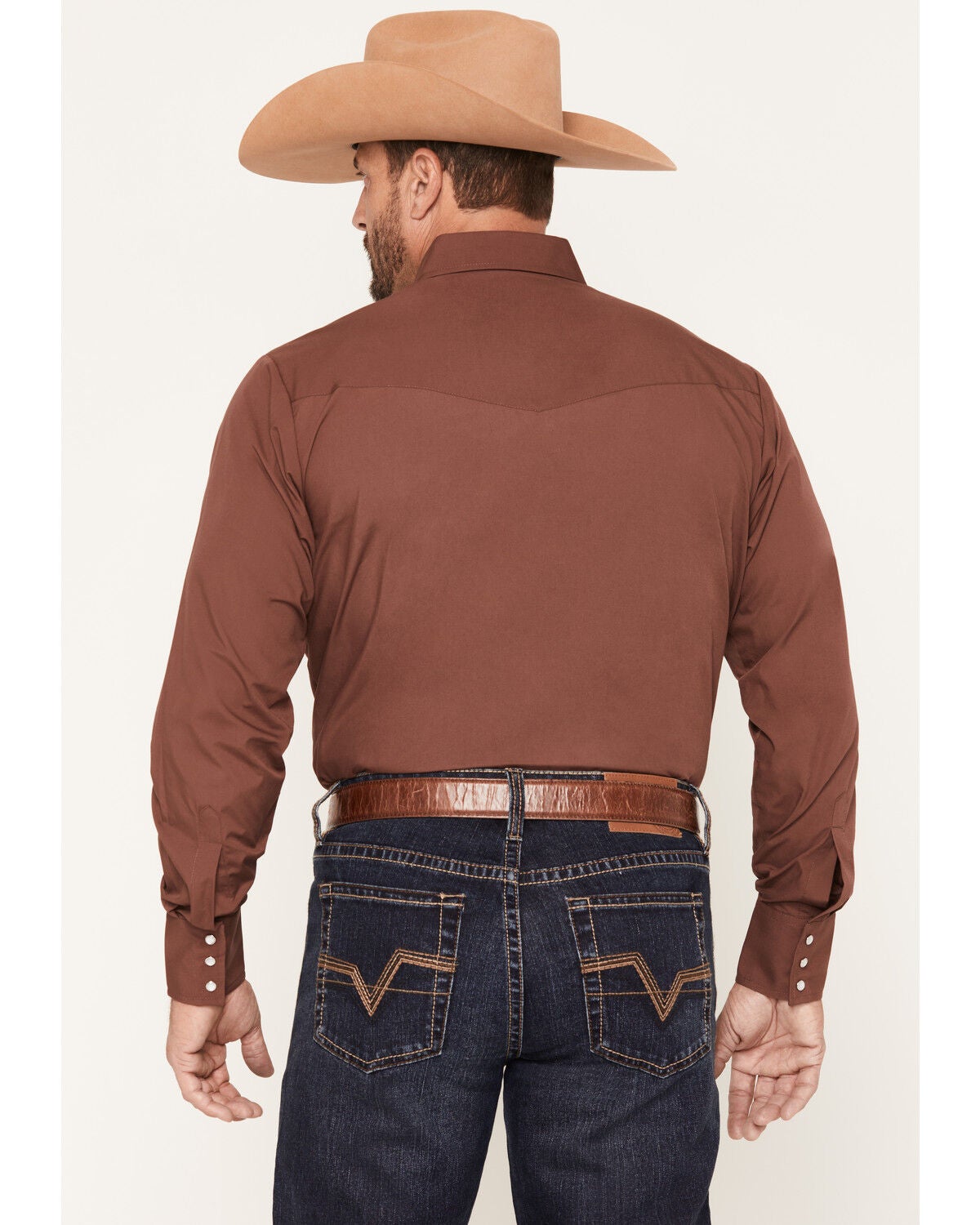 Image #4 - Ely Walker Men's Solid Long Sleeve Pearl Snap Western Shirt - Tall, Burgundy, hi-res