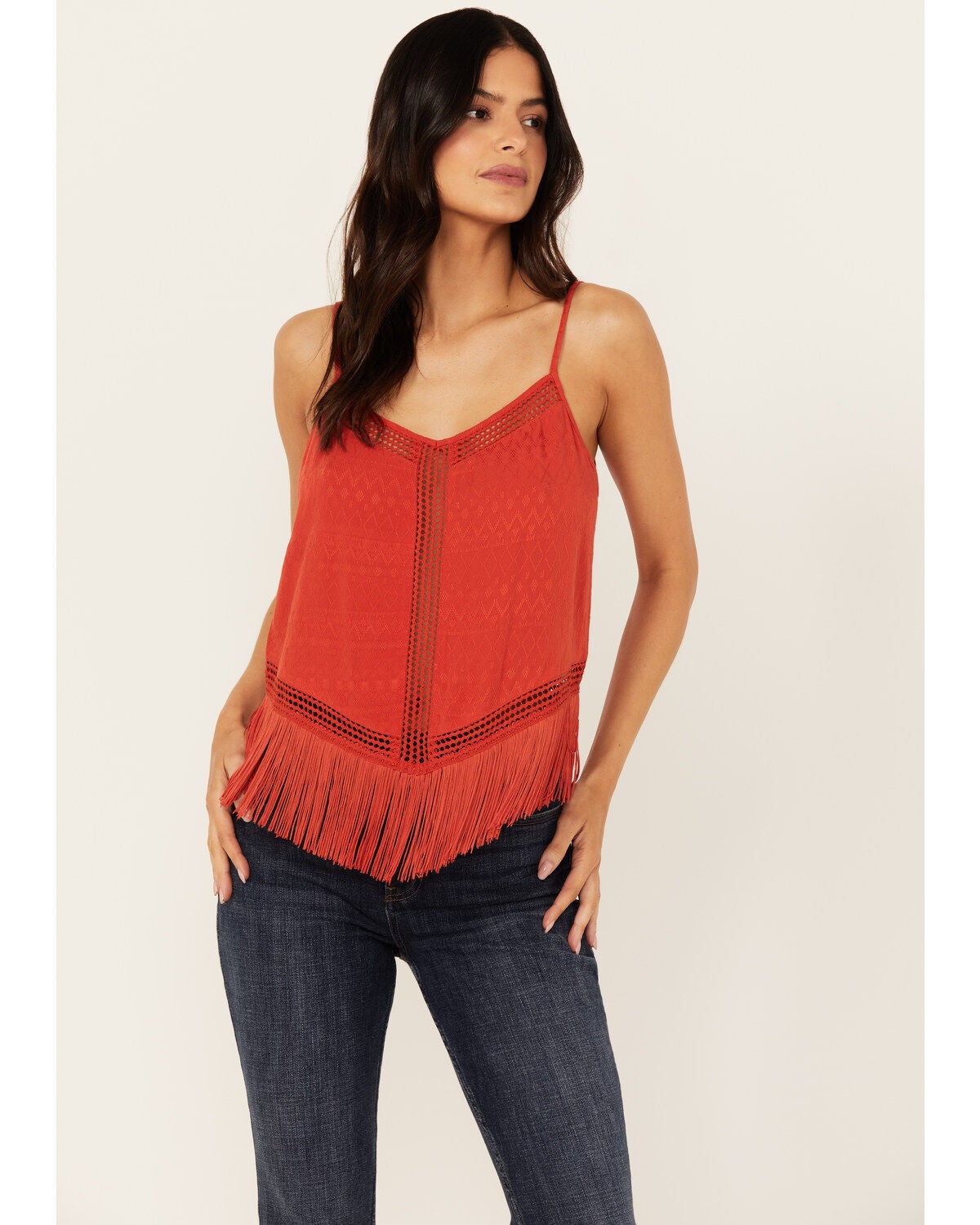 Idyllwind Women's Briarwick Jacquard Tank Top, Dark Orange, hi-res