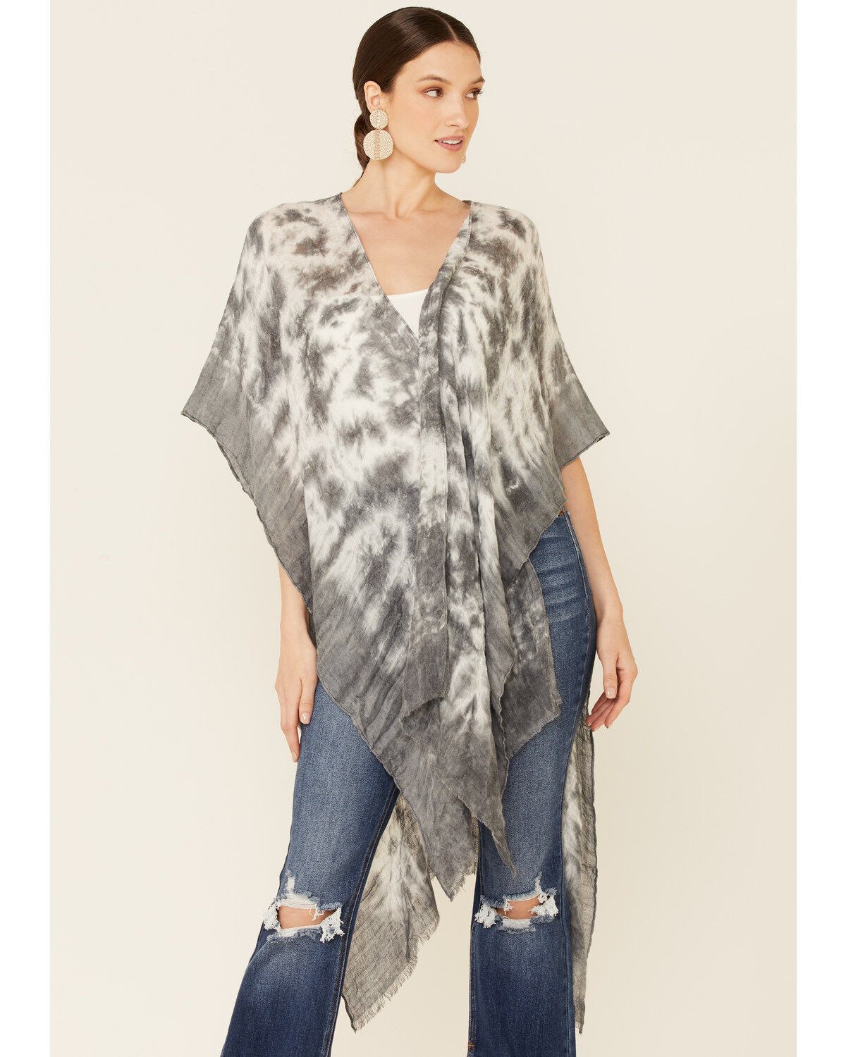 Image #1 - Shyanne Women's Tie Dye Shawl , Charcoal, hi-res