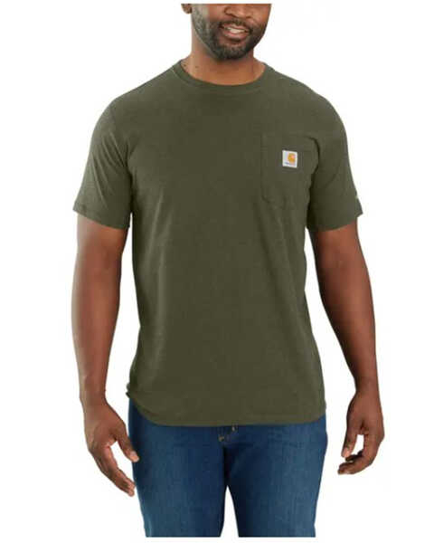 Image #1 - Carhartt Men's Force Relaxed Fit Midweight Short Sleeve Pocket T-Shirt - Tall , Green, hi-res