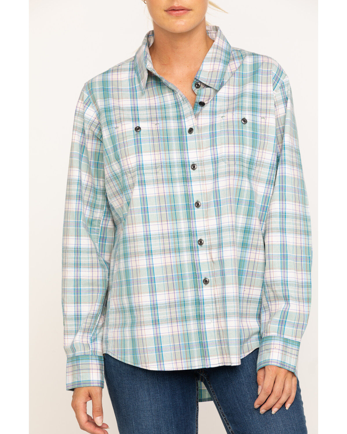 Image #4 - Wrangler Riggs Women's Plaid Long Sleeve Work Shirt, , hi-res