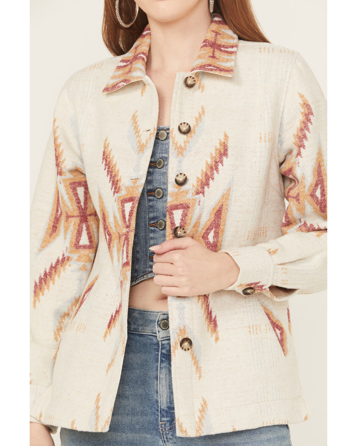 Image #5 - Idyllwind Women's Merritt Southwestern Button-Down Shacket, Cream, hi-res