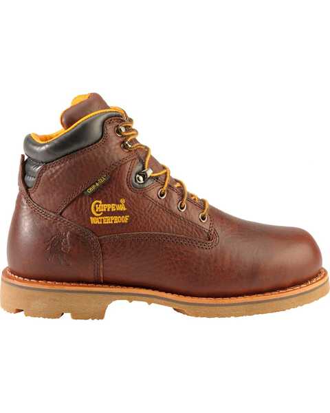 Image #2 - Chippewa Men's Waterproof & Insulated 6" Lace-Up Work Boots - Round Toe, Brown, hi-res