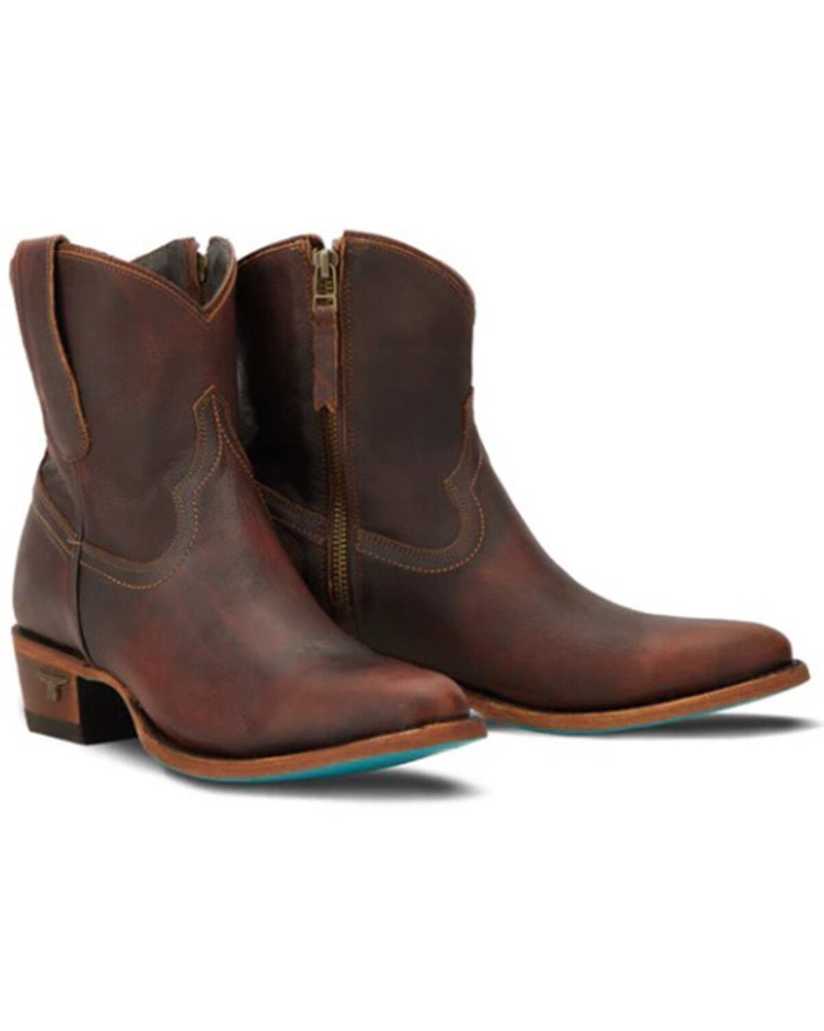 Lane Women's Plain Jane Western Booties - Round Toe, Cognac, hi-res