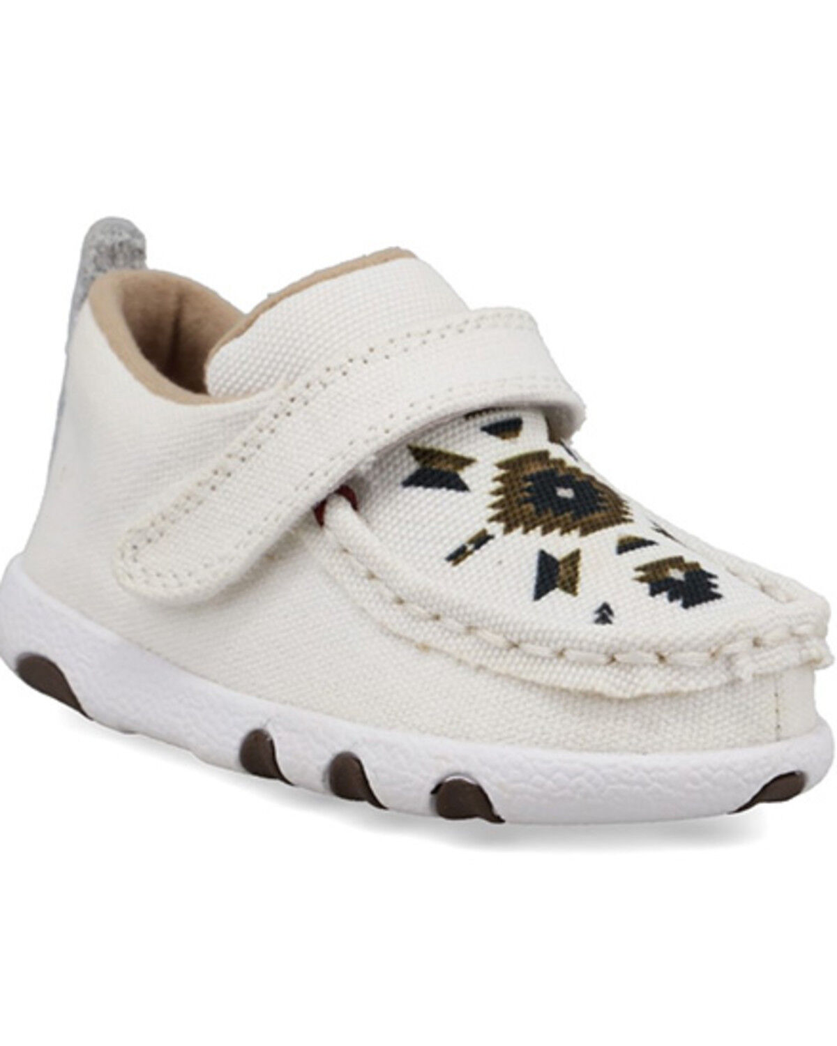 Image #1 - Twisted X Infant Boys' Southwestern Print Driving Mocs, White, hi-res